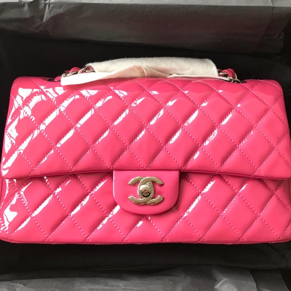 Chanel Pink Patent Leather Double C Classic